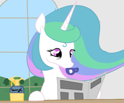 Size: 2357x1965 | Tagged: safe, artist:fribox, princess celestia, alicorn, pony, female, morning, morning ponies, newspaper, solo