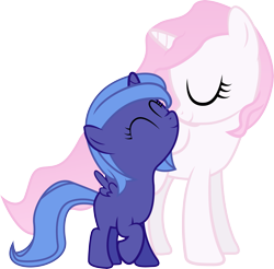 Size: 3625x3569 | Tagged: safe, artist:silentmatten, princess celestia, princess luna, alicorn, pony, cewestia, cute, duo, eyes closed, female, filly, nuzzling, pink-mane celestia, royal sisters, simple background, sisters, transparent background, vector, woona, younger