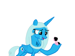 Size: 1024x768 | Tagged: safe, artist:turnaboutart, alicorn, pony, unicorn, base used, blue diamond (steven universe), crying, female, gem, giantess, holding a pony, macro, mare, ponified, simple background, steven quartz universe, steven universe, transparent background