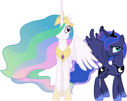 Size: 5800x4650 | Tagged: safe, artist:90sigma, princess celestia, princess luna, alicorn, pony, the crystal empire, absurd resolution, hair over one eye, simple background, transparent background, vector