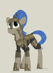 Size: 900x1220 | Tagged: safe, artist:sinrar, derpibooru import, oc, oc:stalwart wave, earth pony, pony, armor, simple background, solo