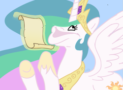 Size: 675x496 | Tagged: safe, princess celestia, alicorn, pony, female, horn, mammy, mare, meme, multicolored mane, scroll, solo, white coat