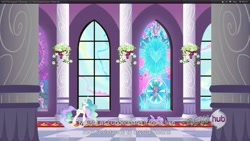 Size: 1920x1080 | Tagged: safe, screencap, princess celestia, twilight sparkle, alicorn, pony, the crystal empire, youtube caption