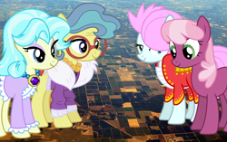 Size: 800x503 | Tagged: safe, artist:jerryakira79, amethyst gleam, ammie thyst, charity kindheart, cheerilee, soigne folio, earth pony, pony, female, giant pony, highrise ponies, irl, macro, photo