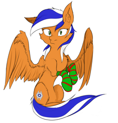 Size: 4800x4991 | Tagged: safe, artist:tatykin, derpibooru import, oc, oc only, oc:naarkessex, pegasus, pony, absurd resolution, clothes, cutie mark, open eyes, simple background, socks, solo, striped socks, wings, ych result