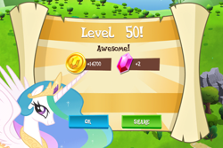 Size: 960x640 | Tagged: safe, princess celestia, alicorn, pony, female, gameloft, mare, multicolored mane, solo, white coat