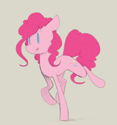 Size: 750x801 | Tagged: safe, artist:sinrar, derpibooru import, pinkie pie, earth pony, pony, colored sketch, cute, simple background, sketch, solo