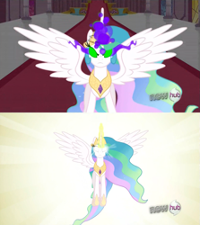 Size: 851x956 | Tagged: safe, princess celestia, alicorn, pony, dark magic, glowing eyes, magic, s03e01