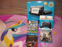 Size: 800x600 | Tagged: safe, princess celestia, alicorn, pony, assassin's creed, new super mario bros. u, ninja gaiden, wii u, wii u touchpad