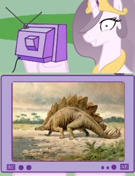 Size: 578x750 | Tagged: safe, princess celestia, alicorn, dinosaur, pony, exploitable meme, interspecies, meme, princess molestia, stegosaurus, tv meme, whitest kids you know