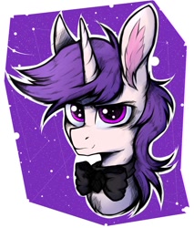 Size: 826x968 | Tagged: safe, artist:tatykin, derpibooru import, oc, oc:lapush buns, pony, unicorn, bowtie, bunny ears, bunnycorn, bust, portrait, solo