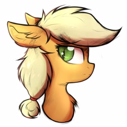 Size: 1600x1600 | Tagged: safe, artist:tatykin, derpibooru import, applejack, earth pony, pony, simple background, slit eyes, solo, white background