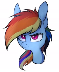 Size: 1600x1920 | Tagged: safe, artist:tatykin, derpibooru import, rainbow dash, pegasus, pony, bust, ear fluff, female, mare, portrait, simple background, solo, white background