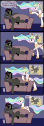 Size: 700x1972 | Tagged: safe, artist:whatsapokemon, king sombra, princess celestia, alicorn, pony, unicorn, comic, female, horn, male, mare, stallion