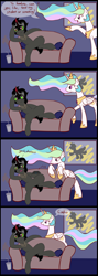 Size: 700x1972 | Tagged: safe, artist:whatsapokemon, king sombra, princess celestia, alicorn, pony, unicorn, comic, female, horn, male, mare, stallion