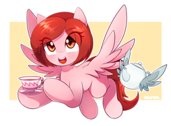 Size: 1570x1159 | Tagged: safe, artist:maren, derpibooru import, oc, oc only, oc:weathervane, pegasus, pony, cup, food, solo, tea, teacup, teapot