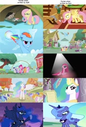 Size: 1000x1462 | Tagged: safe, edit, edited screencap, screencap, apple bloom, bon bon, carrot top, dinky hooves, fluttershy, golden harvest, minuette, pinkie pie, princess celestia, princess luna, rainbow dash, scootaloo, sweetie belle, sweetie drops, twinkleshine, alicorn, earth pony, fish, pegasus, pony, unicorn, a friend in deed, dragonshy, fall weather friends, friendship is magic, luna eclipsed, party of one, ponyville confidential, putting your hoof down, sonic rainboom (episode), the crystal empire, abuse, alternate character interpretation, applebuse, bitchlestia, comparison, cute, cutie mark crusaders, dead, feeding, female, flutterbitch, mare, meta, pinkamena diane pie, rainbow douche, scootabuse, sweetiebuse, truth, woona
