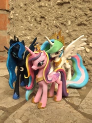 Size: 2736x3648 | Tagged: safe, artist:ailish, princess cadance, princess celestia, princess luna, pony, craft, custom, irl, photo, sculpture, toy