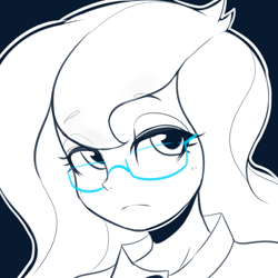 Size: 2500x2500 | Tagged: safe, alternate version, artist:maren, derpibooru import, princess luna, vice principal luna, equestria girls, bust, glasses, monochrome, simple background, solo