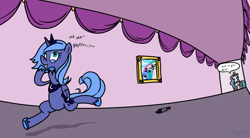 Size: 1280x709 | Tagged: safe, artist:nyerpy, princess celestia, princess luna, alicorn, pony, bipedal, moustache, s1 luna