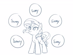 Size: 3400x2586 | Tagged: safe, artist:maren, derpibooru import, sunset shimmer, pony, unicorn, cute, female, mare, monochrome, shimmerbetes, simple background, sketch, smiling, sunshine shimmer, white background