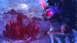 Size: 3840x2160 | Tagged: safe, artist:virileth, derpibooru import, king sombra, pony, 3d, blender, crystal, snow, solo