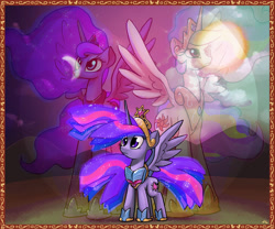 Size: 1500x1250 | Tagged: safe, artist:docwario, princess celestia, princess luna, twilight sparkle, twilight sparkle (alicorn), alicorn, pony, armor, female, mare, older, spread wings, trio, wings