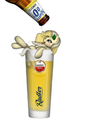 Size: 2048x2732 | Tagged: safe, artist:dawnshine, oc, oc only, oc:radler, earth pony, pony, beer, beer bottle, cup, cup of pony, drinking, female, glass, micro, radler, simple background, solo, transparent background