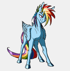 Size: 2920x2960 | Tagged: safe, artist:akweer, rainbow dash, horse, pegasus, pony, female, mare, multicolored hair, simple background, smiling, solo