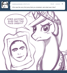 Size: 650x711 | Tagged: safe, artist:johnjoseco, princess celestia, alicorn, human, pony, ask, ask princess molestia, comic, princess molestia, this man, tumblr