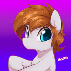 Size: 2450x2450 | Tagged: safe, artist:maren, derpibooru import, oc, oc only, oc:retro waves, bust, male, portrait, solo, stallion