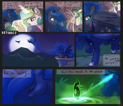 Size: 1000x858 | Tagged: safe, artist:atryl, princess celestia, princess luna, queen chrysalis, alicorn, changeling, changeling queen, pony, comic