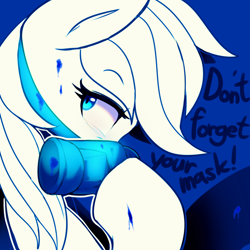 Size: 3600x3600 | Tagged: safe, artist:maren, derpibooru import, rainbow dash, pegasus, pony, coronavirus, covid-19, dialogue, half-face respirator, limited palette, mask, ppe