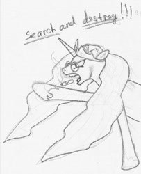 Size: 403x496 | Tagged: safe, artist:sharpy, princess celestia, alicorn, pony, female, hellsing, sketch