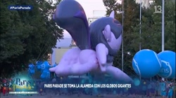 Size: 1928x1080 | Tagged: safe, twilight sparkle, twilight sparkle (alicorn), alicorn, inflatable pony, pony, chile, giant pony, inflatable, irl, macro, parade, parade balloon, paris parade, photo, plot, spanish