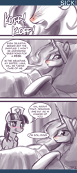 Size: 313x700 | Tagged: safe, artist:johnjoseco, princess celestia, twilight sparkle, alicorn, pony, ask princess molestia, bed, comic, nurse, princess molestia, sick, tumblr