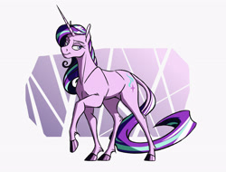 Size: 4100x3108 | Tagged: safe, artist:akweer, starlight glimmer, pony, unicorn, abstract background, female, mare, raised hoof, smiling, solo