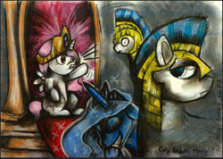 Size: 1175x835 | Tagged: safe, artist:artseytrilogy, princess celestia, princess luna, alicorn, pony, filly, royal guard