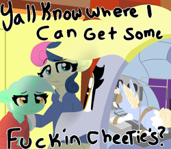 Size: 1080x940 | Tagged: safe, artist:nootaz, bon bon, derpy hooves, lyra heartstrings, sweetie drops, oc, oc:nootaz, pony, robot, meme, micro, surreal meme, vulgar