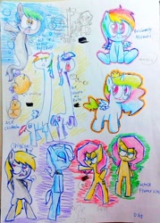 Size: 672x941 | Tagged: safe, artist:danadyu, princess celestia, rainbow dash, alicorn, pegasus, pony, sea pony, doodle, draw style, fluttervitch, scootachicken, selestia