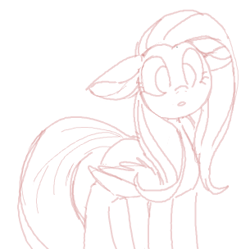 Size: 305x304 | Tagged: safe, artist:yoditax, fluttershy, pegasus, pony, female, mare, monochrome, sketch, solo