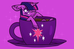 Size: 800x533 | Tagged: safe, artist:nelebratory, twilight sparkle, pony, coffee, coffee cup, cup, cup of pony, micro, one eye closed, solo, starry eyes, wingding eyes, wink