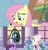 Size: 1267x1308 | Tagged: safe, artist:hereward, edit, fluttershy, princess celestia, twilight sparkle, alicorn, pegasus, pony, castle, concerned, holiday, hoofheld, micro, shocked, shrunk, stock vector, tiny, tiny ponies, vacation