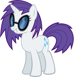 Size: 3857x4000 | Tagged: safe, artist:namelesshero2222, color edit, edit, dj pon-3, rarity, vinyl scratch, pony, unicorn, alternate hairstyle, colored, female, high res, hooves, horn, mare, simple background, smiling, solo, sunglasses, teeth, transparent background, vector