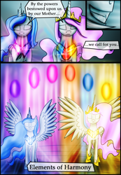 Size: 1200x1730 | Tagged: safe, artist:bonaxor, king sombra, princess celestia, princess luna, alicorn, pony, unicorn, comic:corruption, comic