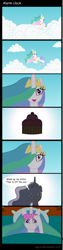 Size: 1334x5309 | Tagged: safe, artist:agrol, princess celestia, princess luna, alicorn, pony, comic, cupcake, dialogue, dream, dream walker luna, sleeping