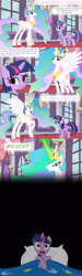 Size: 900x3000 | Tagged: safe, artist:framwinkle, princess celestia, twilight sparkle, alicorn, changeling, pony, comic, dream