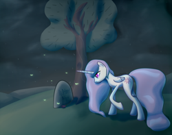 Size: 1600x1260 | Tagged: safe, artist:darkflame75, princess celestia, alicorn, pony, female, grave, horn, mare, solo