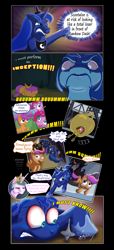 Size: 3000x6600 | Tagged: safe, artist:pikapetey, king sombra, pinkie pie, princess celestia, princess luna, scootaloo, alicorn, earth pony, pegasus, pony, bwwwwwwuuuuuuuummmmmm, comic, dream walker luna, ermahgerd, female, filly, inception, male, mare, parody, stallion