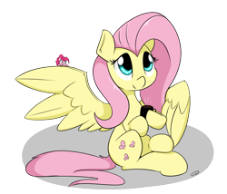 Size: 2757x2362 | Tagged: safe, artist:taurson, fluttershy, pinkie pie, earth pony, pegasus, pony, cute, duo, female, mare, micro, mug, one wing out, shyabetes, simple background, sitting, three quarter view, tiny, tiny ponies, transparent background